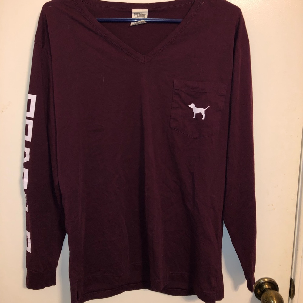 PINK long sleeve pocket tee
